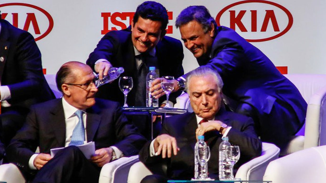 A risada golpeadora de trouxinhas do Moro com o Aécio